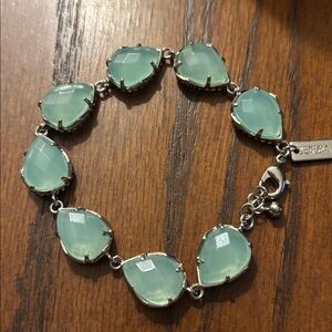 Kendra Scott Silver and Aqua Teardrop Bracelet
